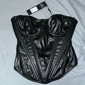 Fashion nova faux leather corset top size S